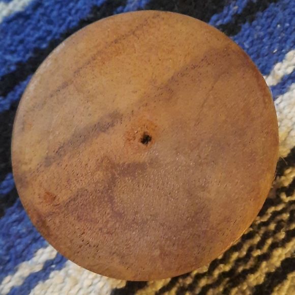 Wooden  Hand Carved  3" Round Bowl. - Picture 3 of 4